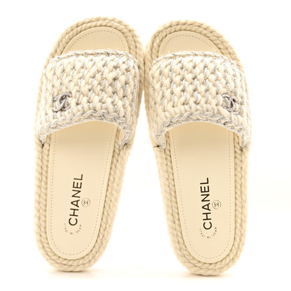 Chanel Braided Knit CC Mules 40 Ecru 5 of 10