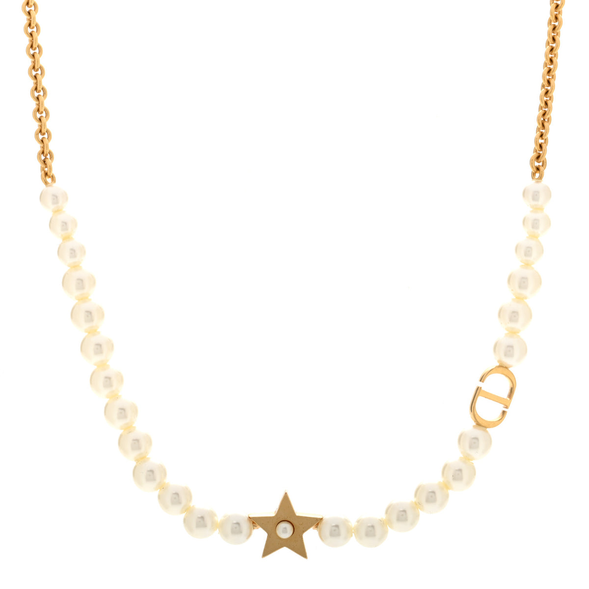 Pearl CD Star Choker Necklace Gold