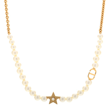 Christian Dior Pearl CD Star Choker Necklace Gold 1 of 5