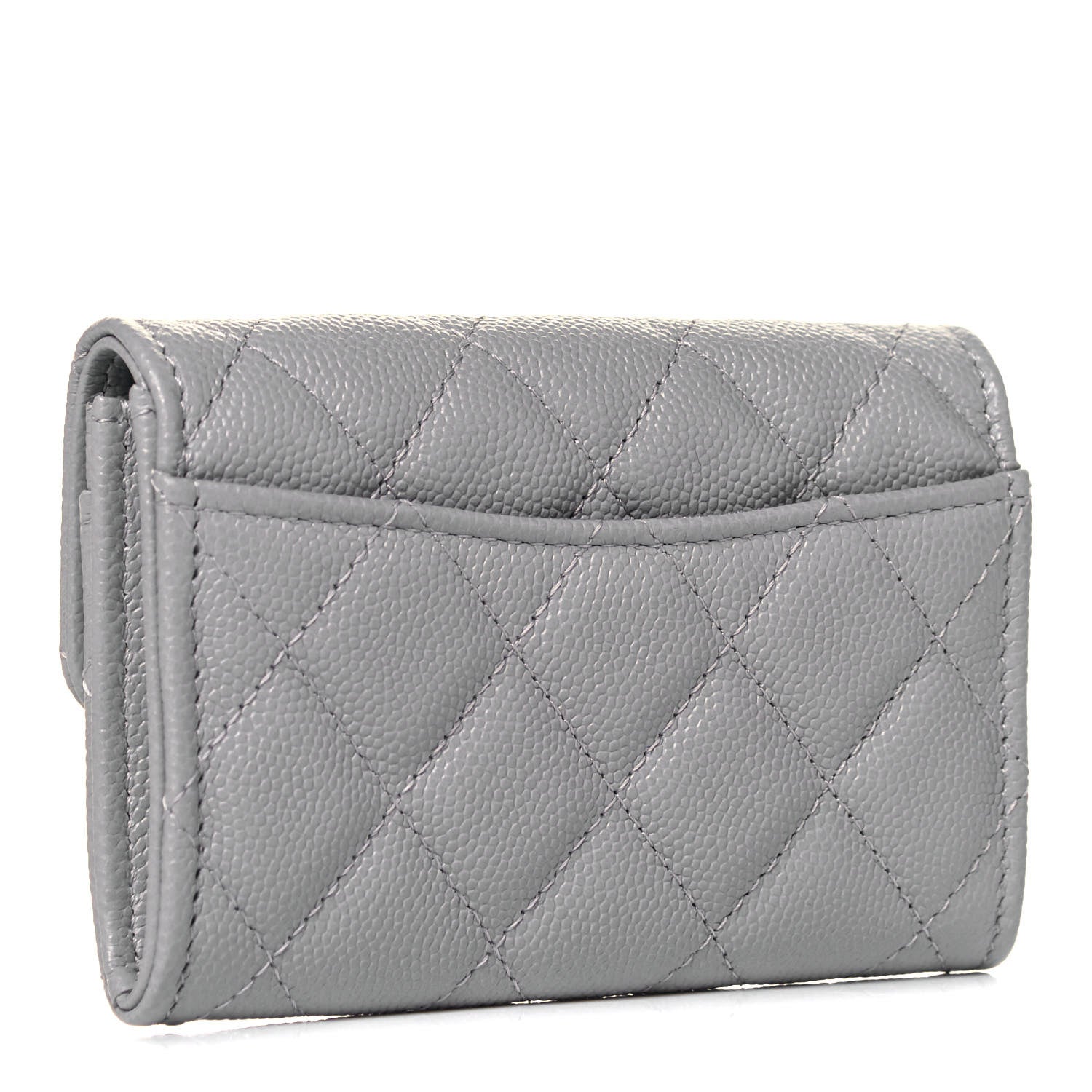 Chanel Caviar Quilted Flap Card Holder Wallet Grey 3 of 8