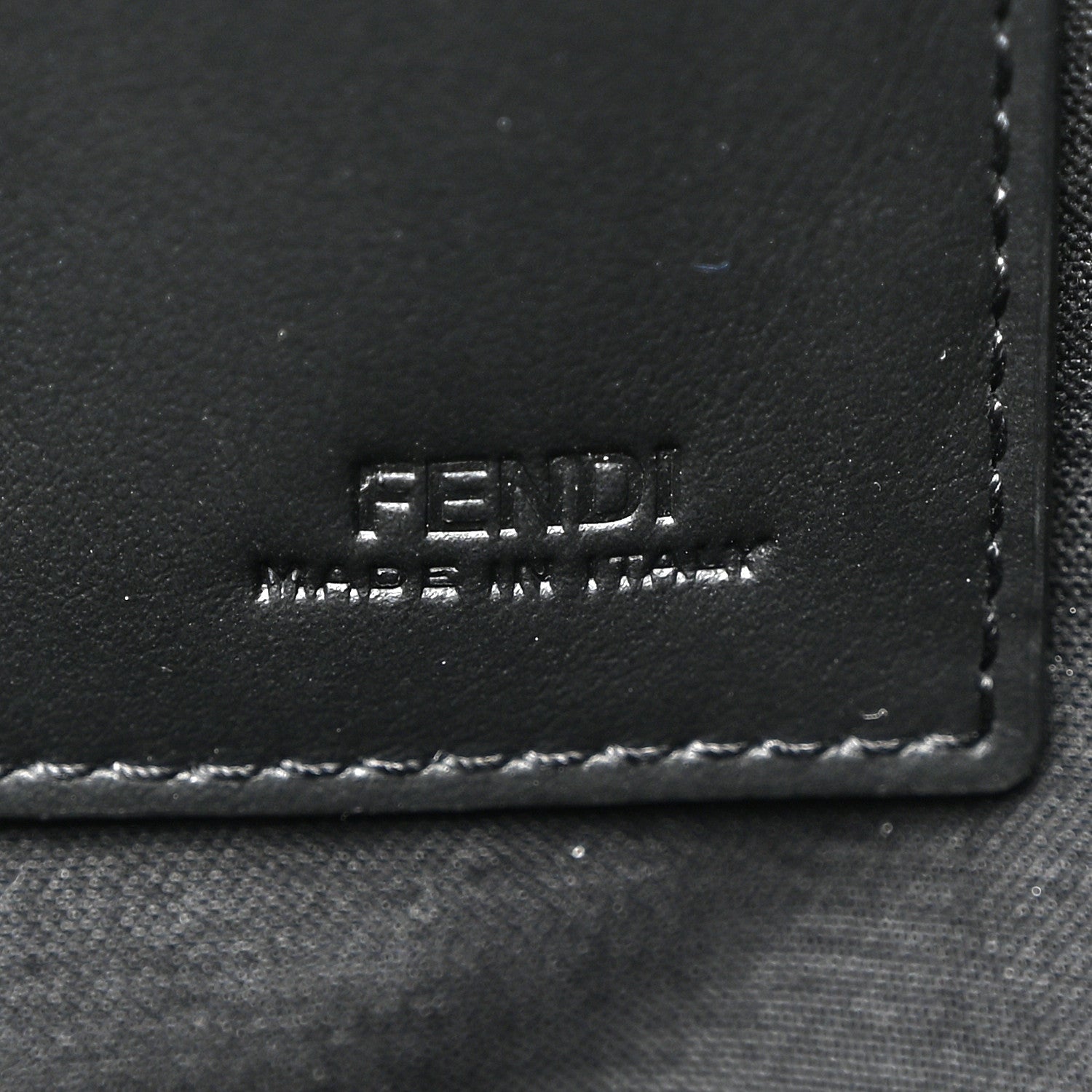 Fendi Glazed Fabric Vitello Century FF 1974 Stamp Patch Large Flat Pouch Mogano Panna Black 6 of 8