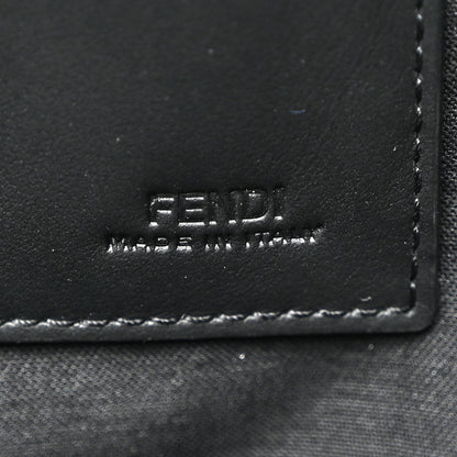 Fendi Glazed Fabric Vitello Century FF 1974 Stamp Patch Large Flat Pouch Mogano Panna Black 6 of 8