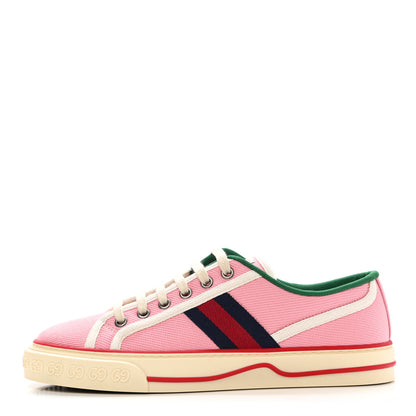 Gucci Canvas Web Womens 1977 Tennis Sneakers 38.5 Wild Rose Mystic White 1 of 8