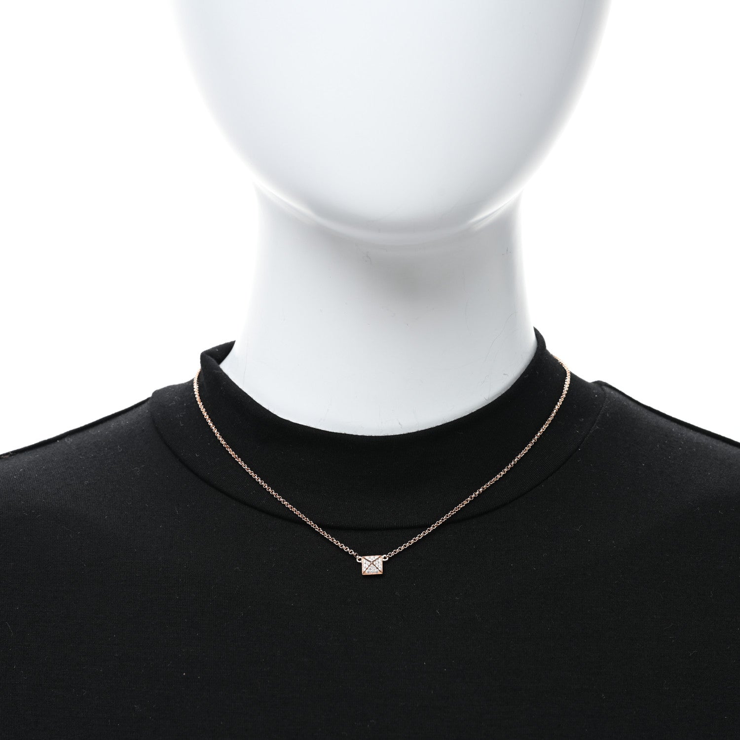 Hermes 18K Rose Gold Diamond Clou d'H Pendant Necklace 3 of 5