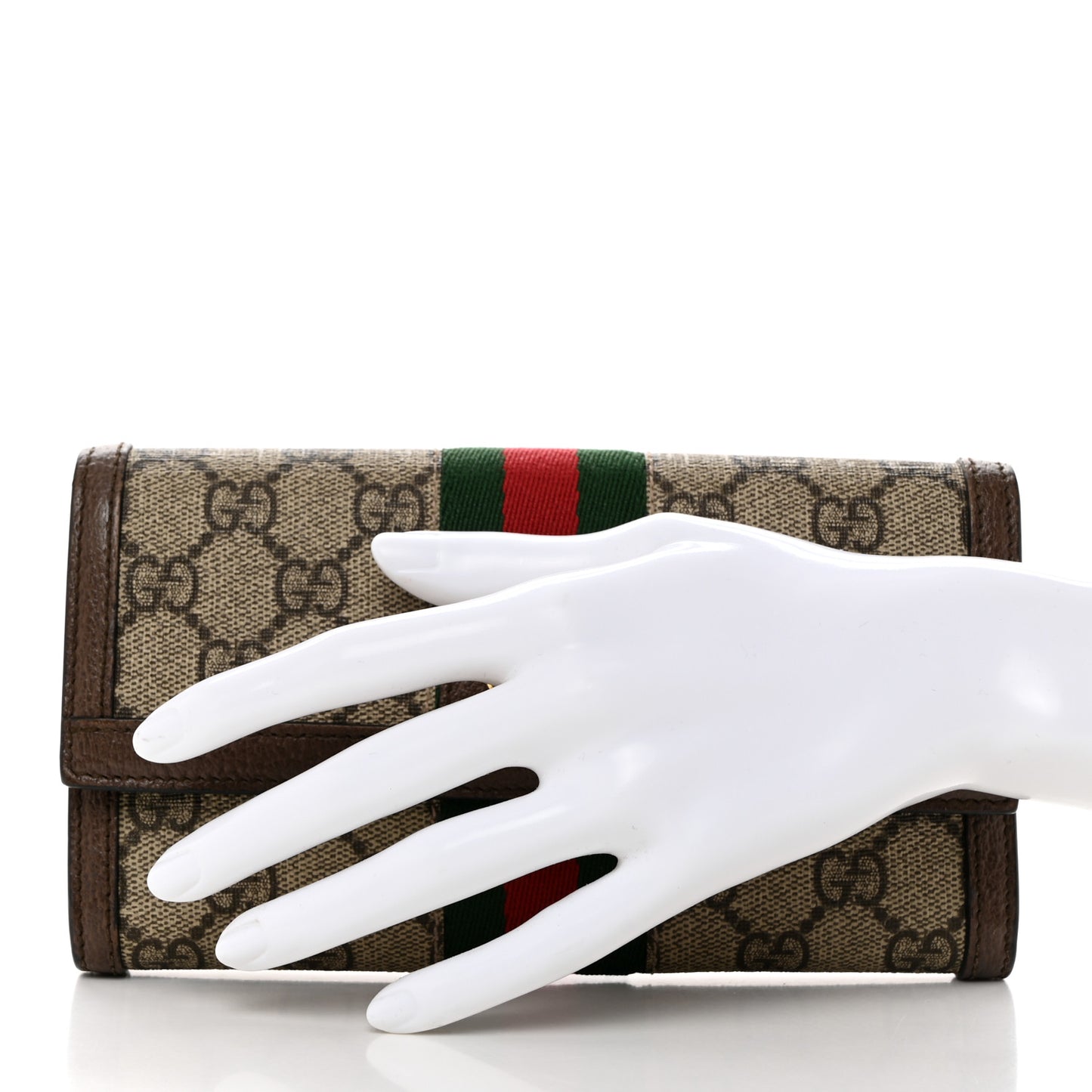 GG Supreme Monogram Web Ophidia Continental Wallet Brown