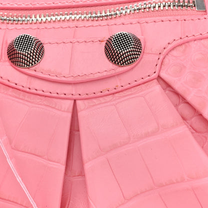 Balenciaga Extra Supple Calfskin Crocodile Embossed Small Le Cagole Shoulder Bag Sweet Pink 8 of 10