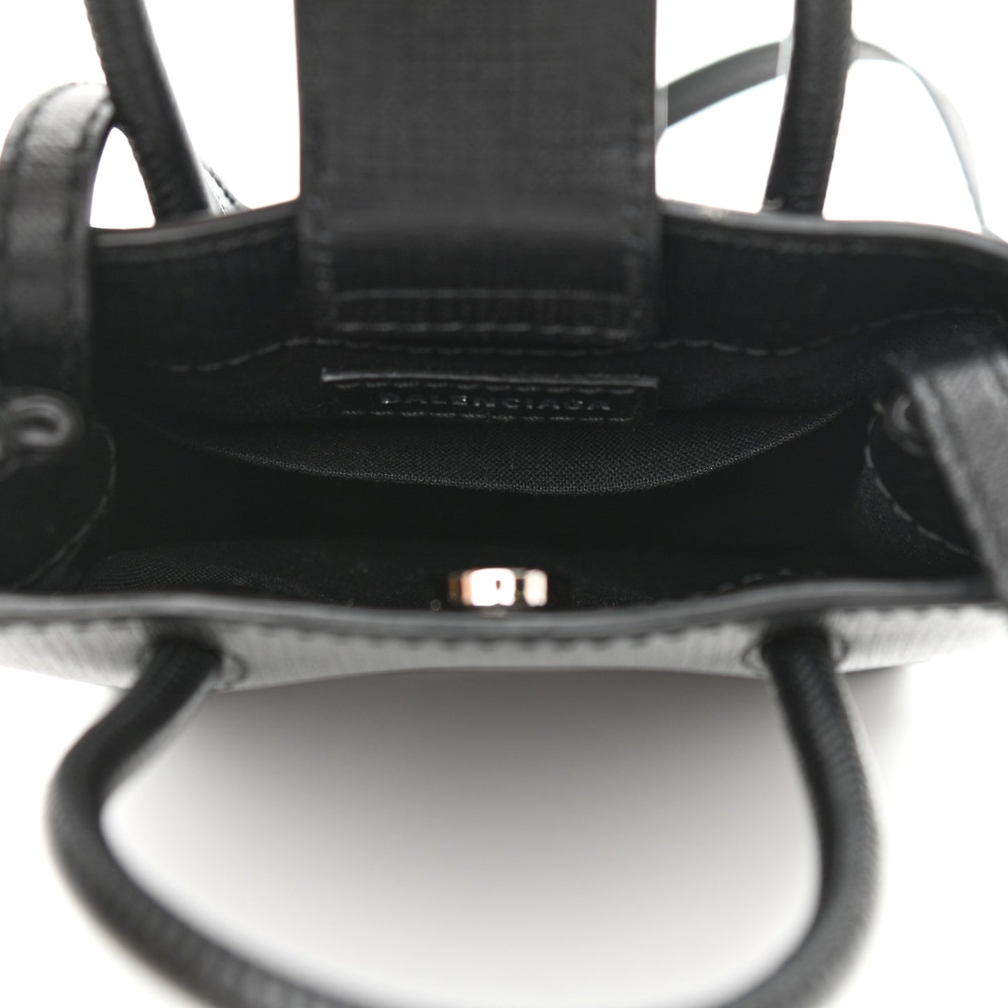 Squared Calfskin Logo Shopping Phone Holder Bag Black