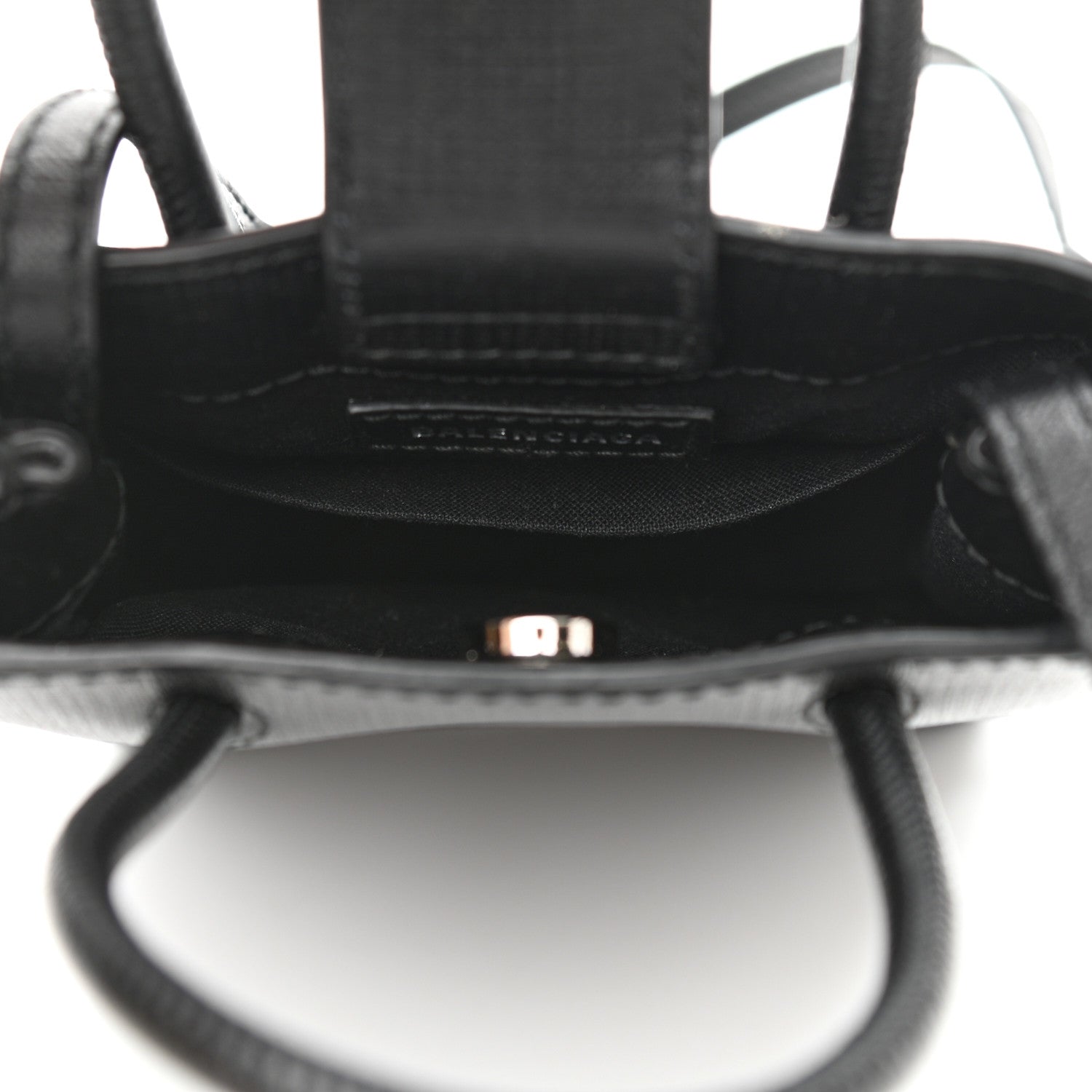 Balenciaga Squared Calfskin Logo Shopping Phone Holder Bag Black 5 of 9