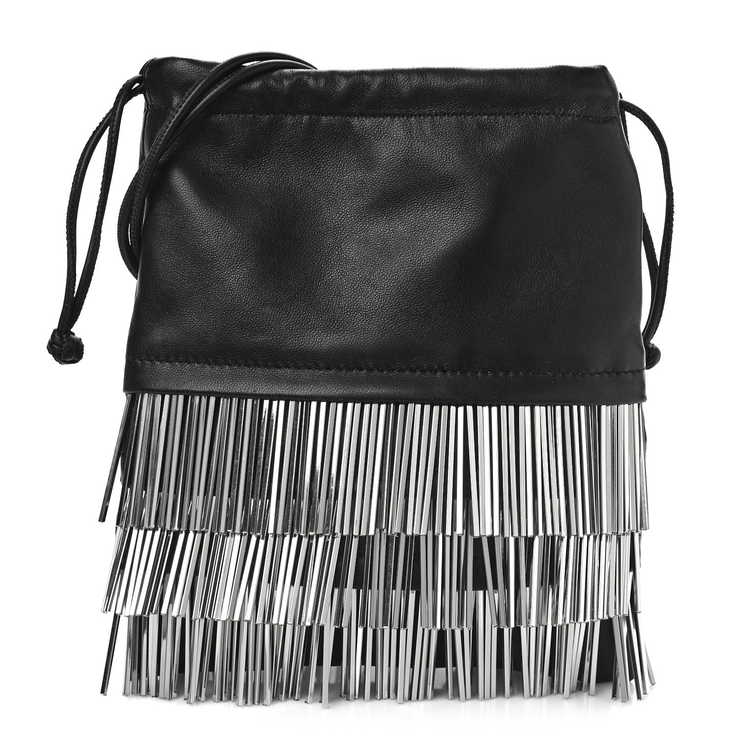 Alexander Wang Lambskin Bead Fringe Ryan Pouch Black 1 of 8