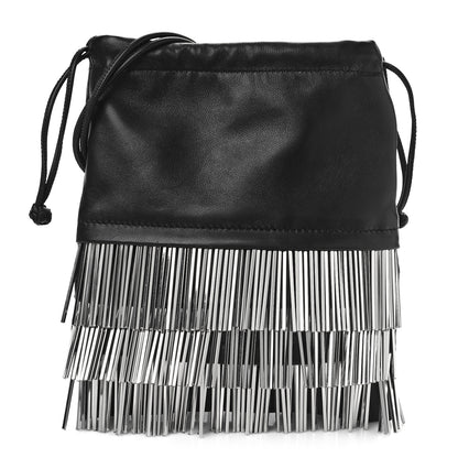 Alexander Wang Lambskin Bead Fringe Ryan Pouch Black 1 of 8