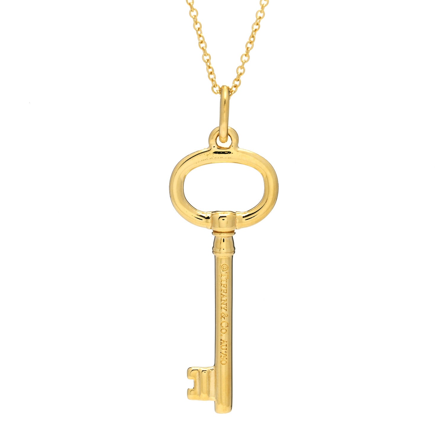 Tiffany 18K Yellow Gold Small Oval Key Pendant Necklace 5 of 5