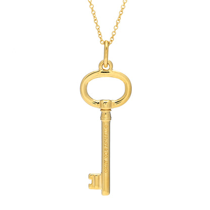 Tiffany 18K Yellow Gold Small Oval Key Pendant Necklace 5 of 5