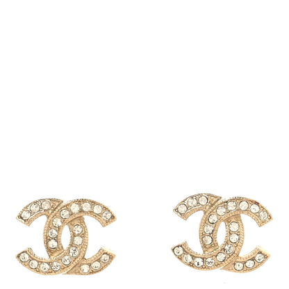 Chanel Crystal Mini Timeless CC Earrings Light Gold 1 of 4