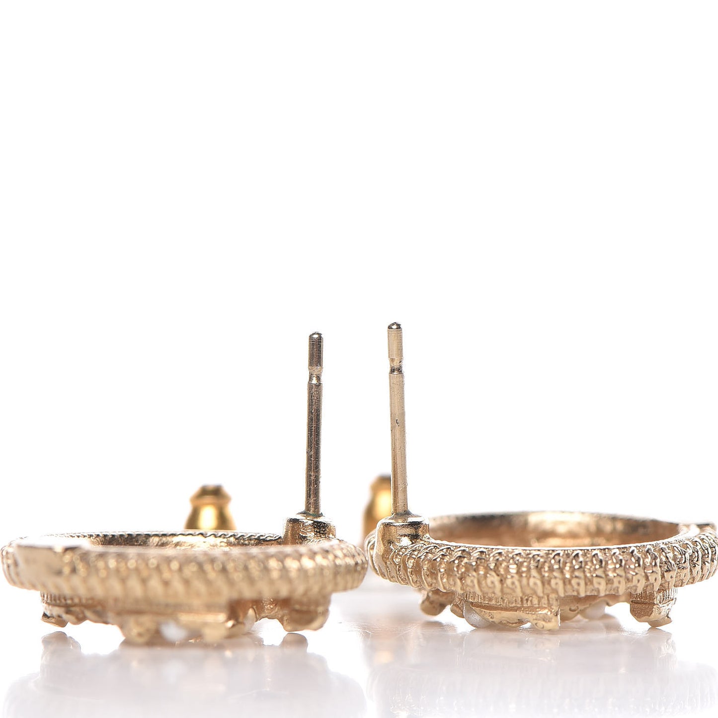 Pearl CC Round Earrings Gold