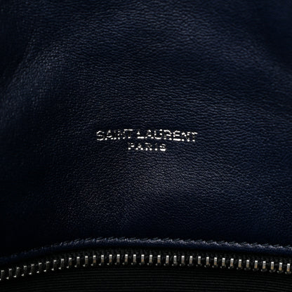 Saint Laurent Lambskin Quilted Medium Loulou Puffer Monogram Chain Satchel Navy 7 of 11