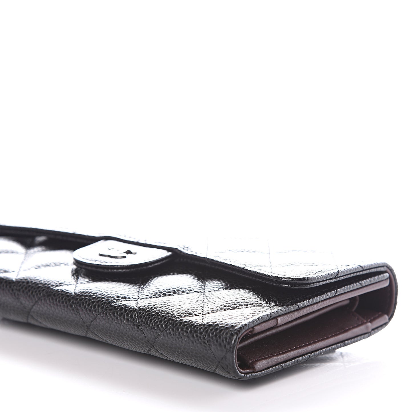 Caviar Quilted Large Flap Wallet Black