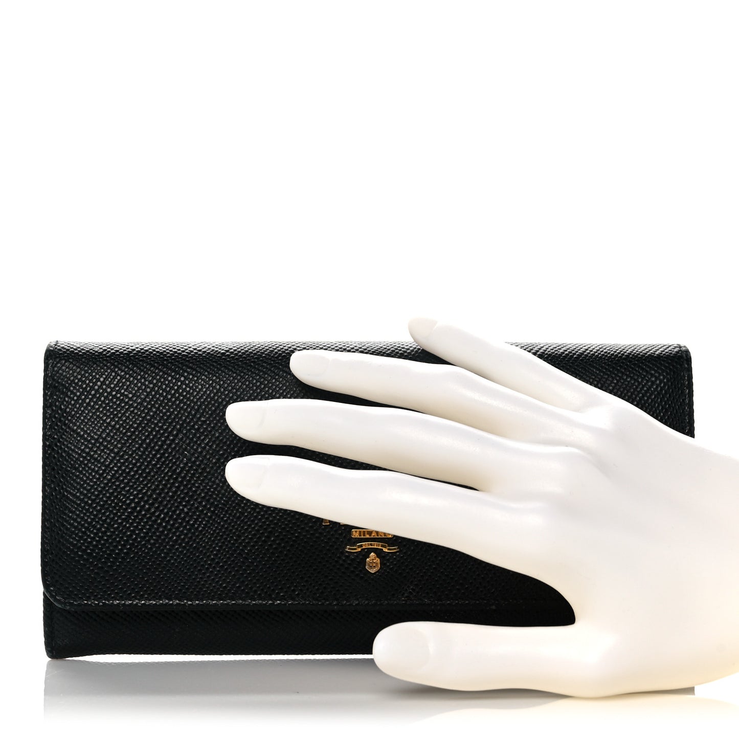 Saffiano Metal Continental Flap Wallet Black