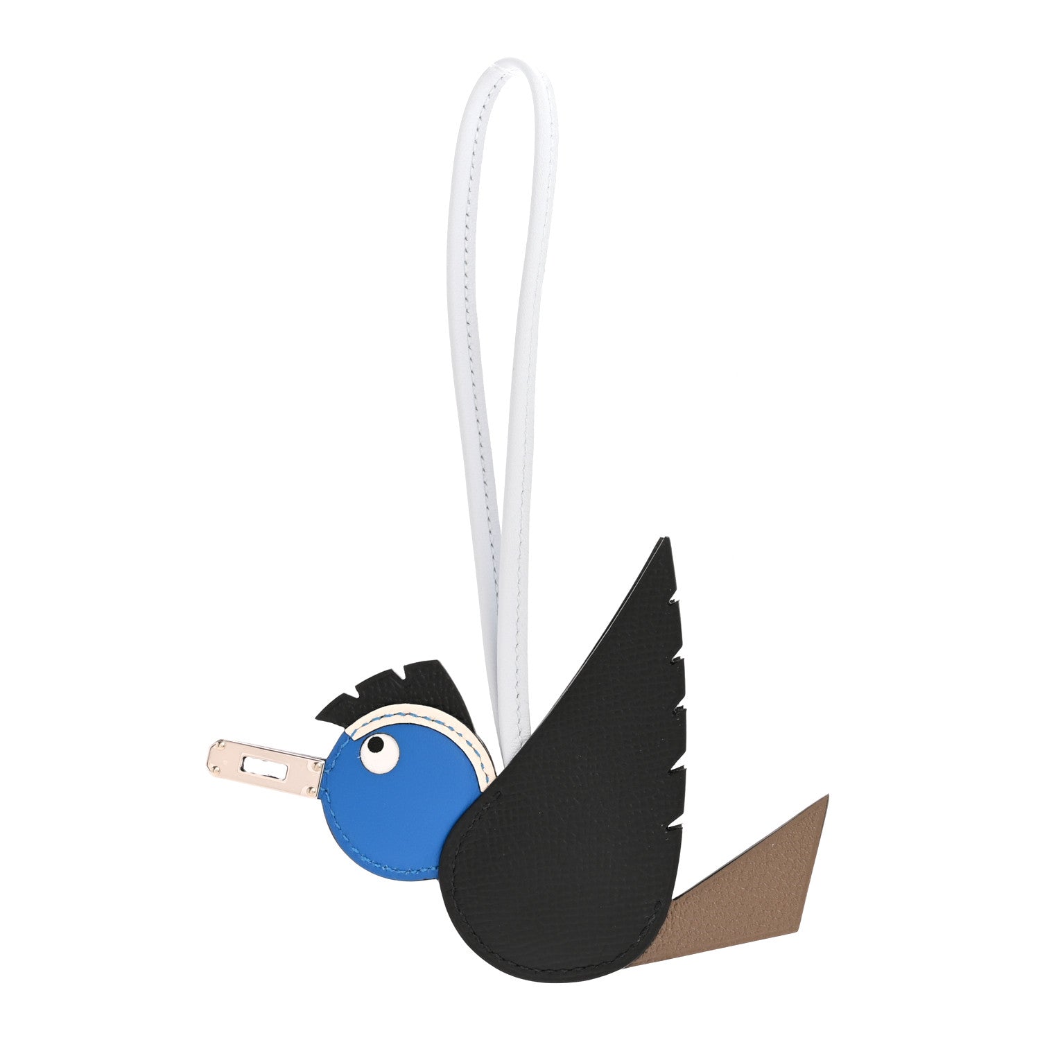 Hermes Epsom Swift Chevre Mysore Birdy Bag Charm Black Etoupe Bleu Hydra Bleu Brume 1 of 5