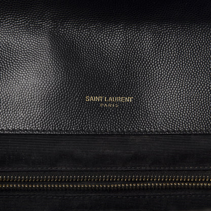 Saint Laurent Grain De Poudre Matelasse Chevron Large Monogram Satchel Black 11 of 17