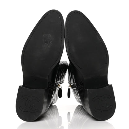 Chanel Shiny Crumpled Calfskin Quilted CC High Boots 37.5 Black 5 of 7