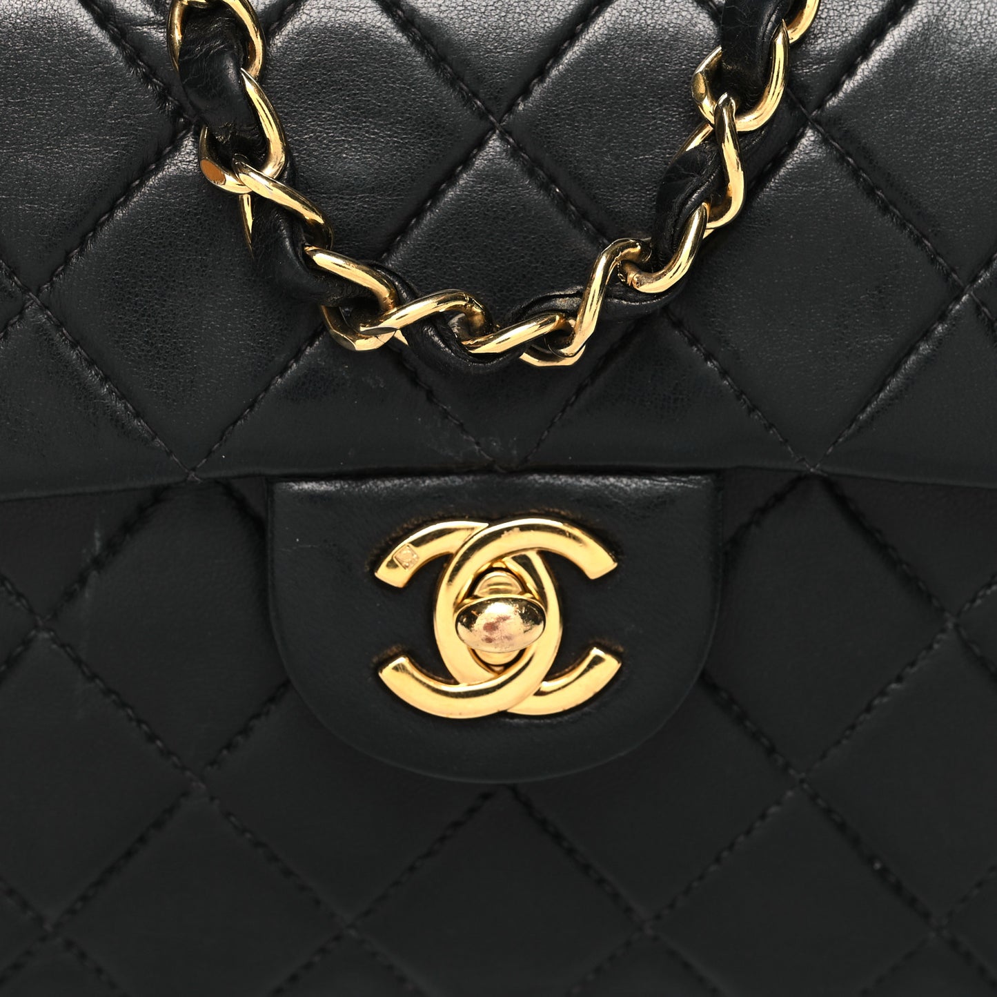 Lambskin Quilted Mini Square Flap Bag Black