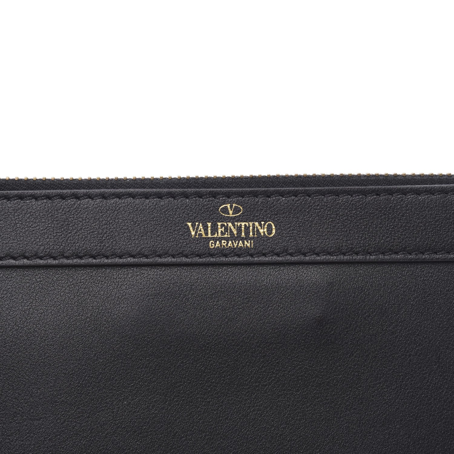 Valentino Garavani Calfskin Vlogo Zip Wristlet Pouch Black 7 of 8