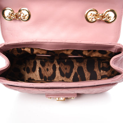 Dolce & Gabbana Lambskin Watersnake Embellished Lucia Shoulder Bag Rosa 5 of 8