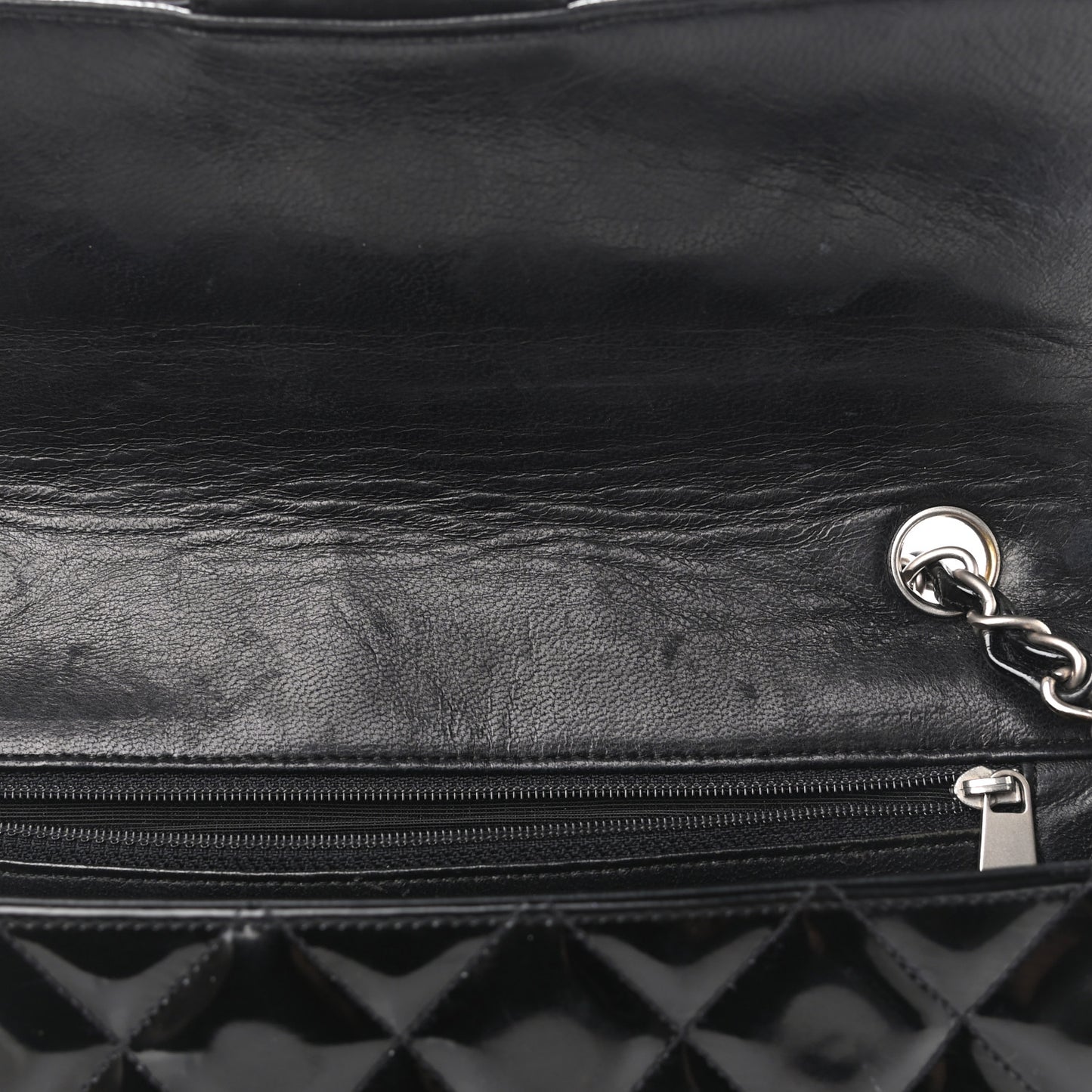 Patent Quilted Medium Single Flap Black