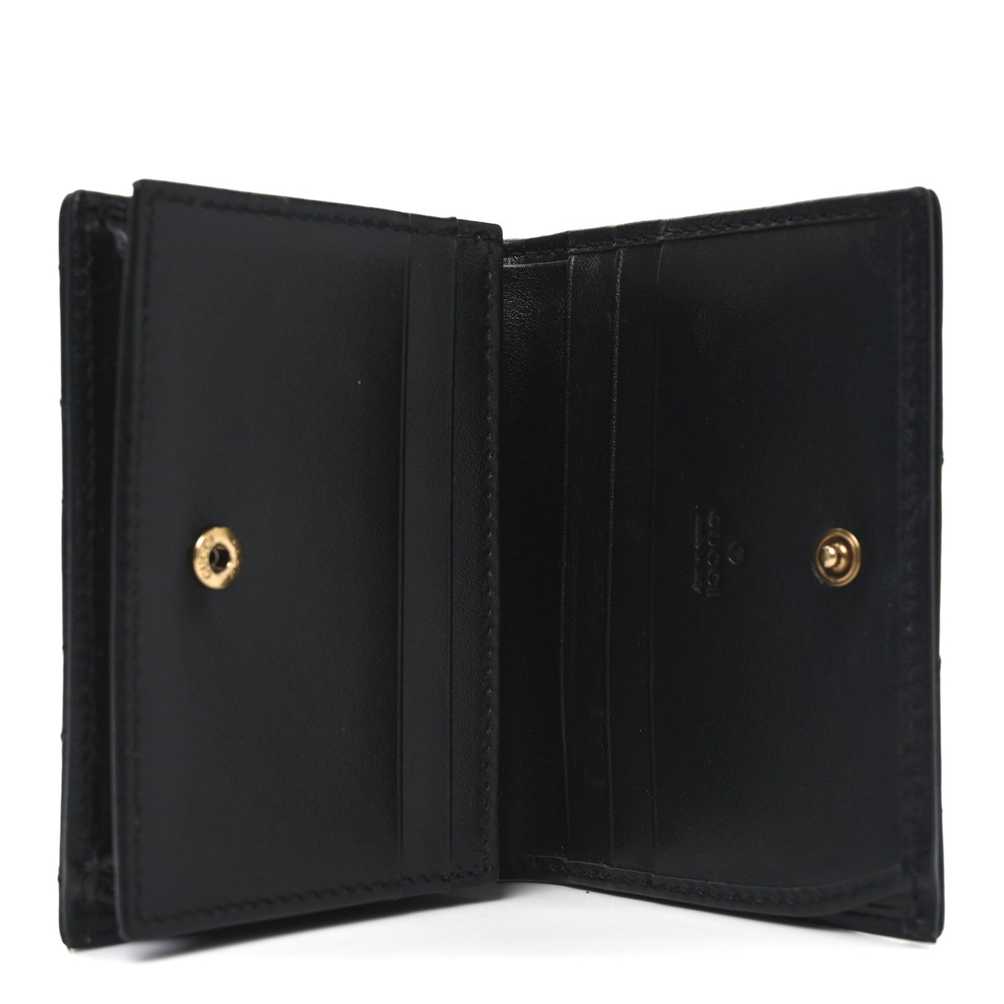 Calfskin Matelasse GG Marmont Card Case Wallet Black