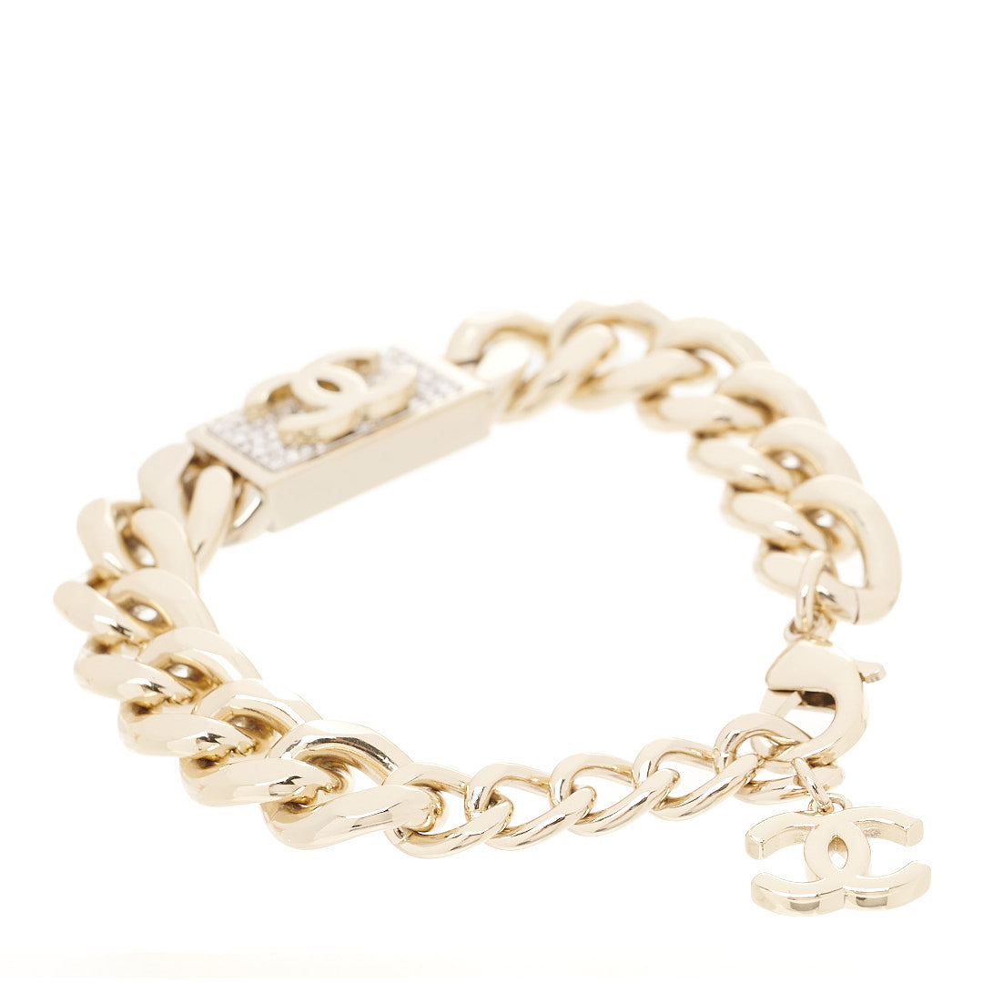Chanel Crystal Chain CC Bracelet Gold 2 of 4