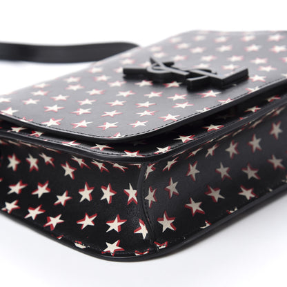 Saint Laurent Smooth Calfskin Star Print Small Spontini Saddle Bag Black Ivory Red 6 of 11