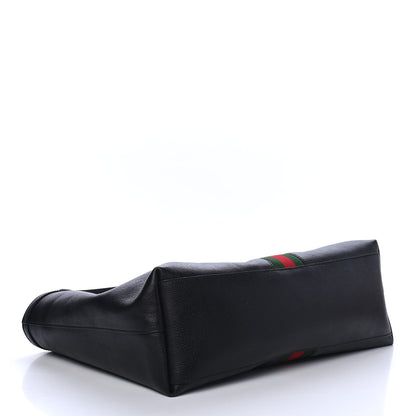 Gucci Textured Calfskin Web Medium Ophidia Shopping Tote Black 3 of 4