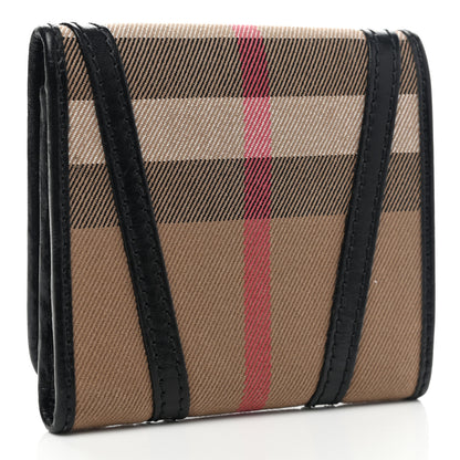 Burberry Bridle Calfskin House Check Medium Leighton Wallet Black 3 of 9