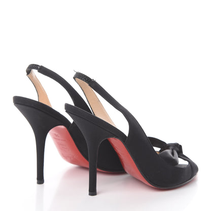 Christian Louboutin Crepe Satin Moustique 100 Peep Toe Slingback Pumps 35 Black 4 of 7
