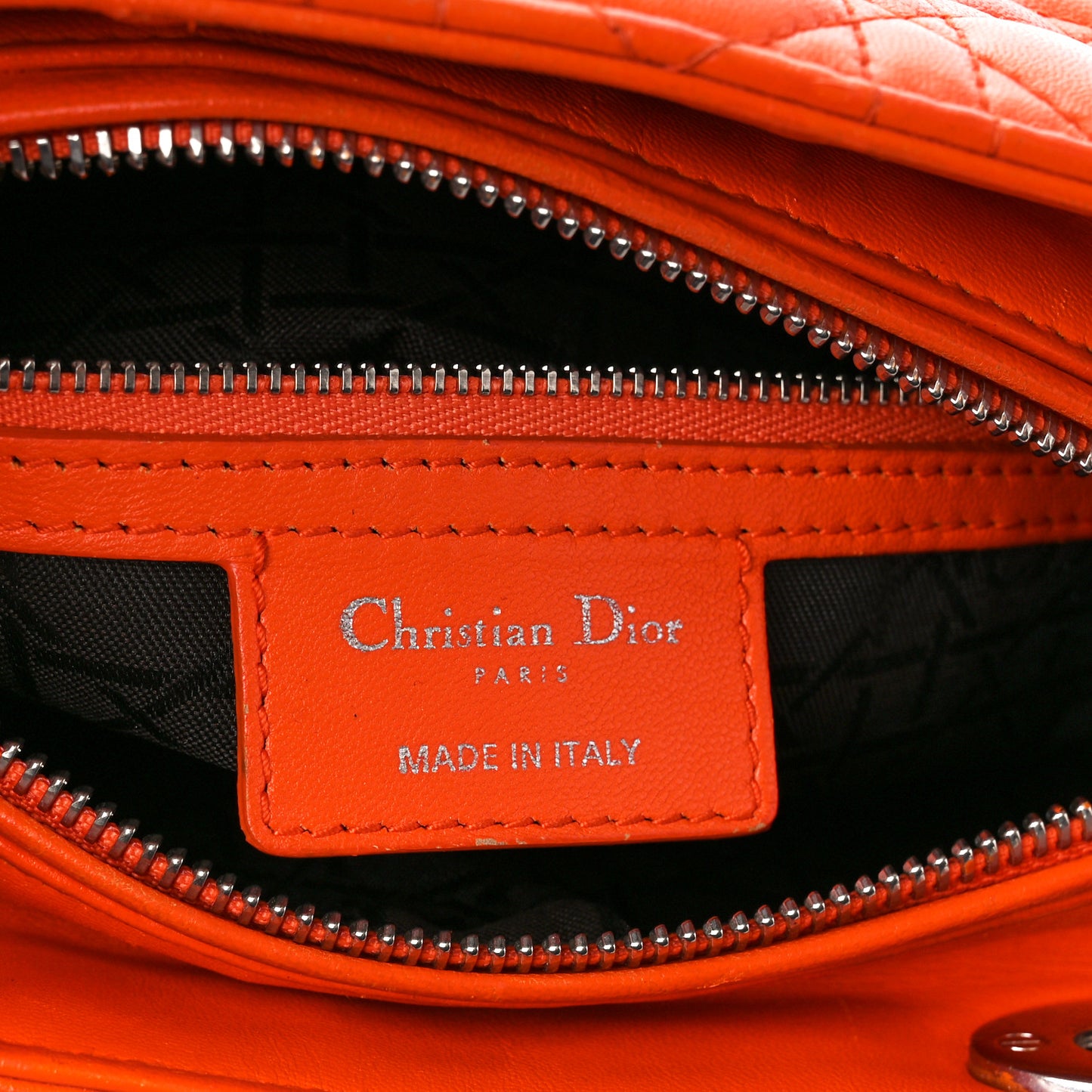 Lambskin Cannage Medium Lady Dior Orange