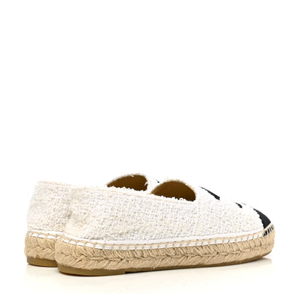 Chanel Tweed Grosgrain CC Espadrilles 36 White Black 4 of 10