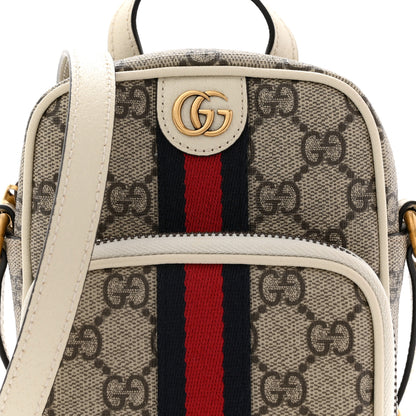 Gucci GG Supreme Monogram Web Mini Ophidia Double Zip Messenger Bag Beige Ebony Mystic White 8 of 12