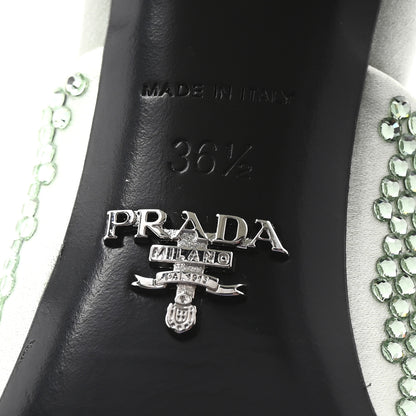 Prada Satin Crystal Logo 90mm Slide Sandals 36.5 Acqua 7 of 9