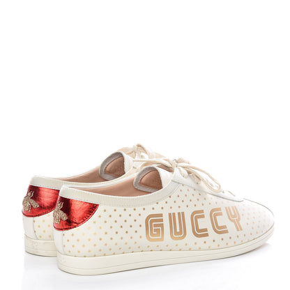 Gucci X SEGA Calfskin GUCCY Stars Womens Falacer Sneakers 38.5 White 4 of 13
