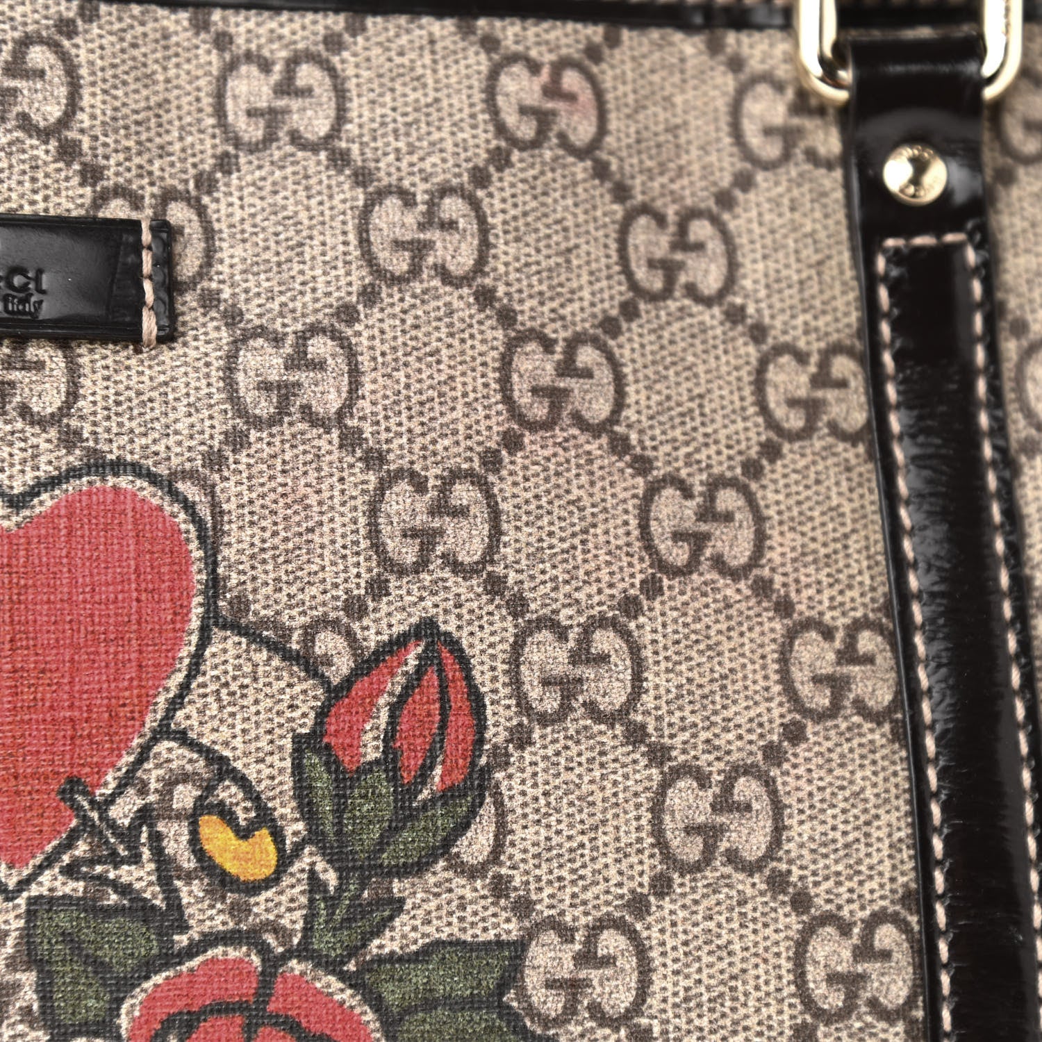 Gucci GG Plus Monogram Tattoo Heart Medium Joy Tote Dark Brown 10 of 14