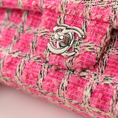 Chanel Tweed Quilted Medium Double Flap Hot Pink 12 of 13