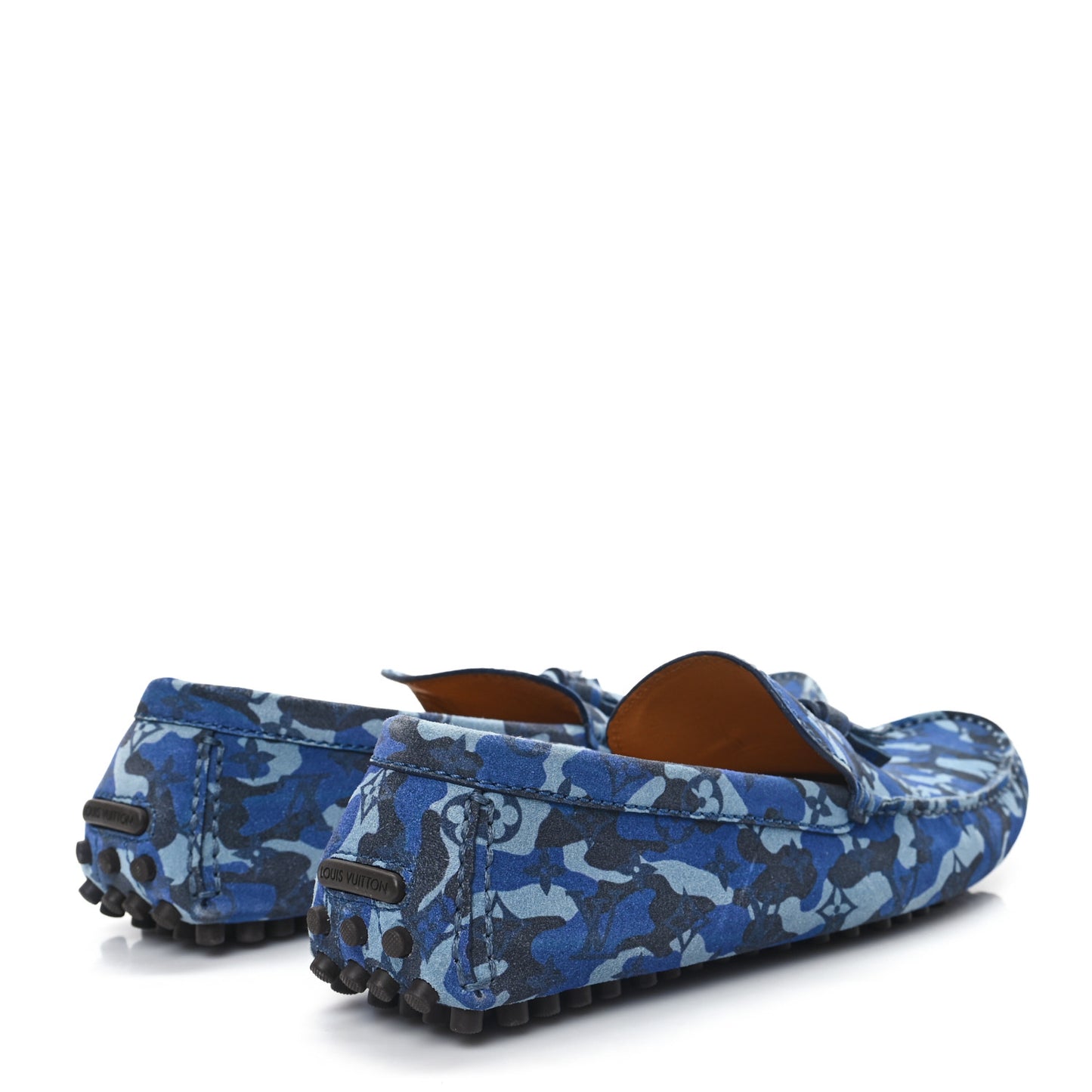 Suede Monogram Camo Mens Driver Mocassin 9.5 Blue