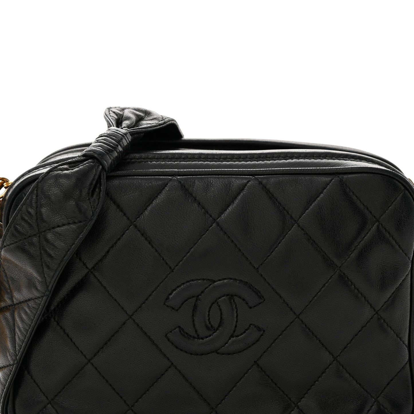 Lambskin Quilted Small Diamond CC Camera Case Black