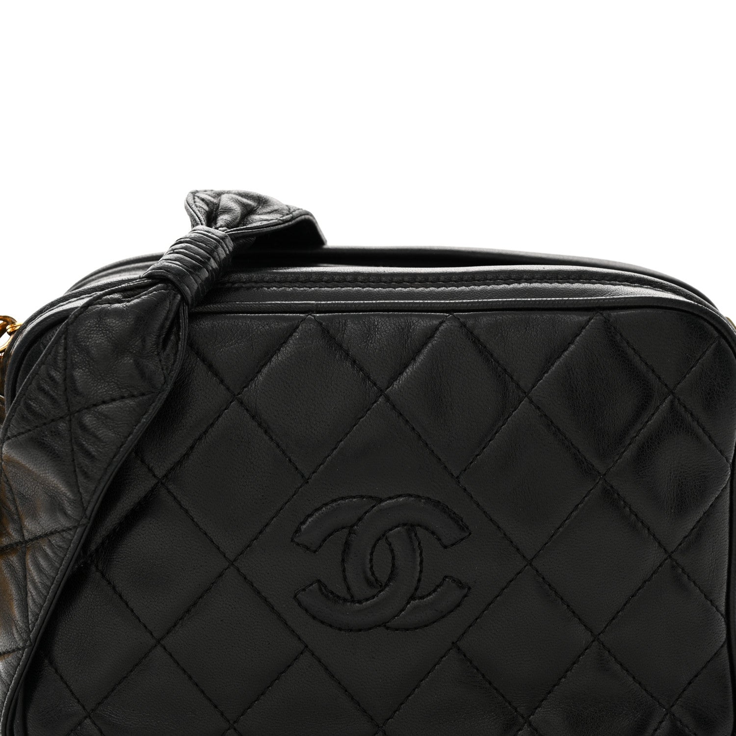 Chanel Lambskin Quilted Small Diamond CC Camera Case Black 10 of 15