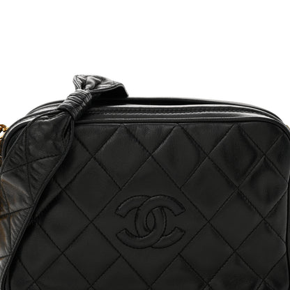 Chanel Lambskin Quilted Small Diamond CC Camera Case Black 10 of 15