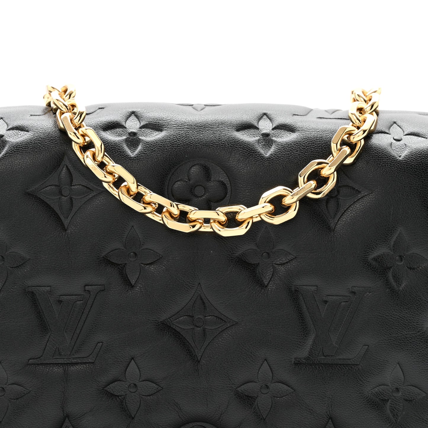 Lambskin Embossed Monogram Pochette Coussin Black