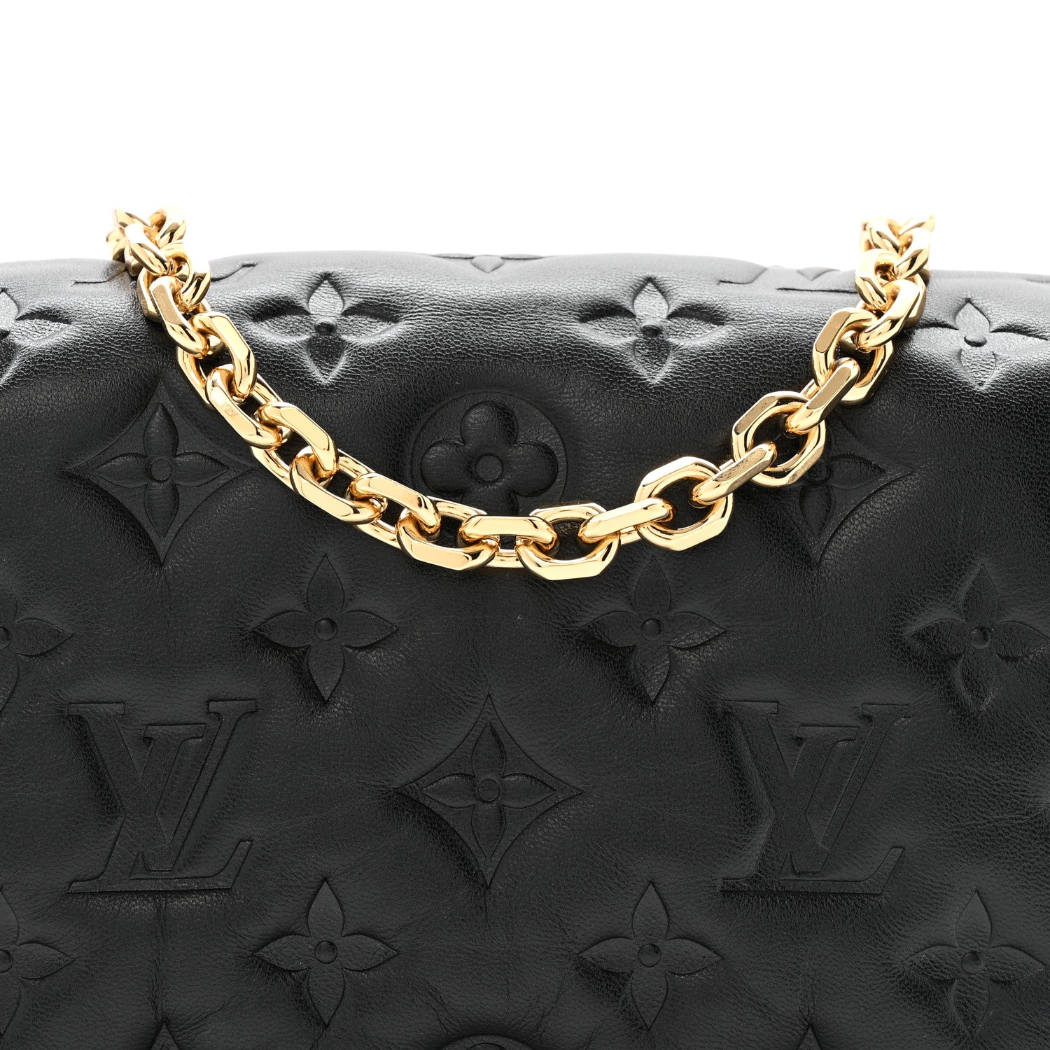 Louis Vuitton Lambskin Embossed Monogram Pochette Coussin Black 8 of 11