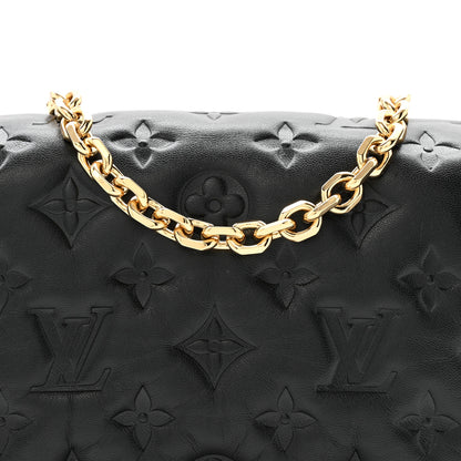 Louis Vuitton Lambskin Embossed Monogram Pochette Coussin Black 8 of 11
