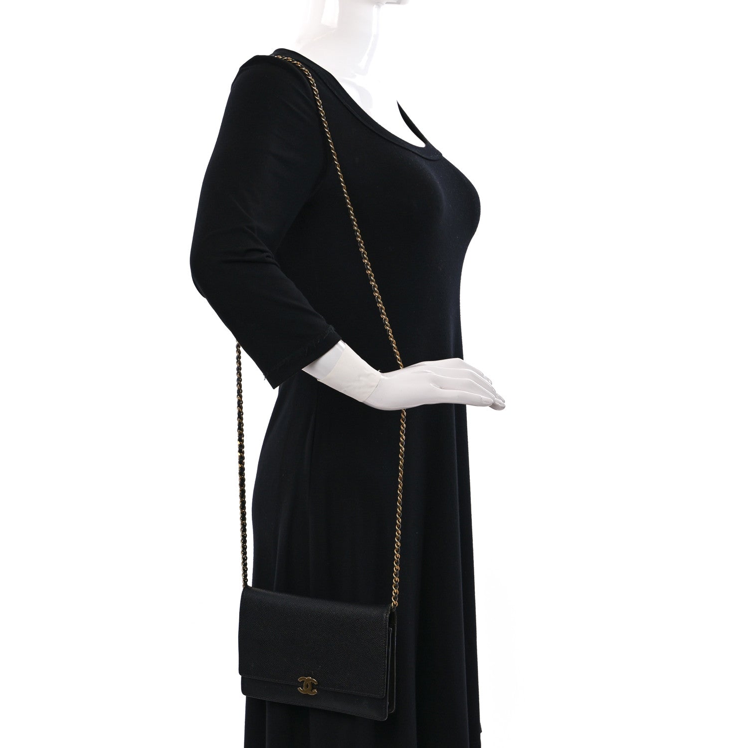 Chanel Caviar CC Wallet on Chain WOC Black 2 of 16