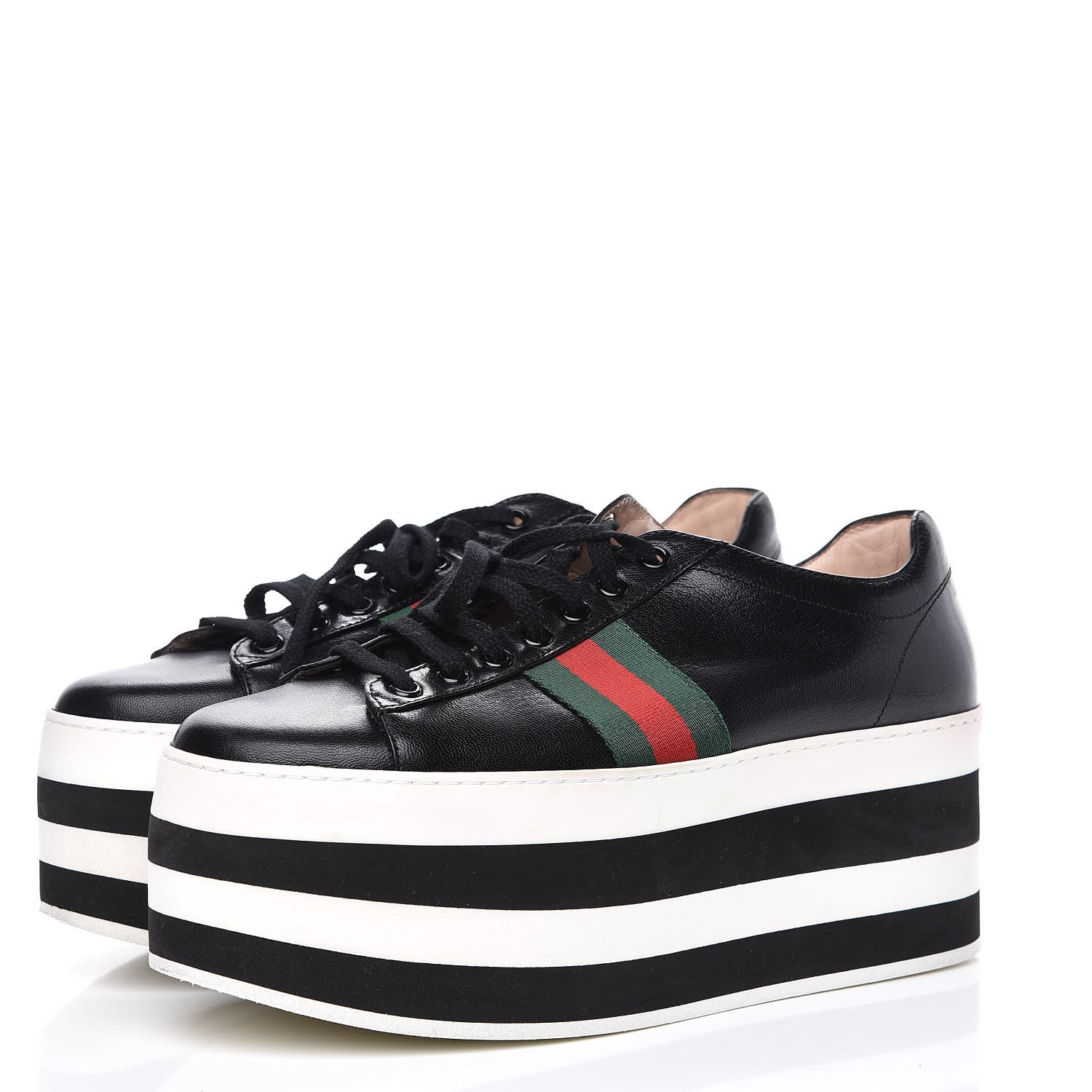 Gucci Malaga Kid Peggy Platform Sneakers 39.5 Black White 3 of 10